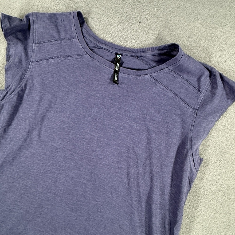 Kuhl Shilo Blue Cotton Knit Cap Sleeve Round Neck Top Womens Medium